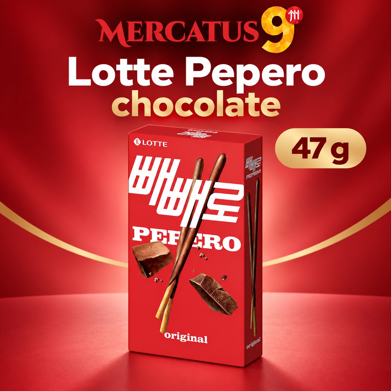 Lotte Pepero chocolate, empaque de 47 g, Mercatus9