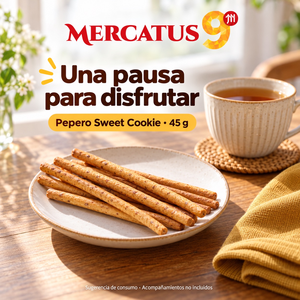 Sugerencia ilustrativa de consumo de Lotte Pepero Sweet Cookie; acompañamientos no incluidos