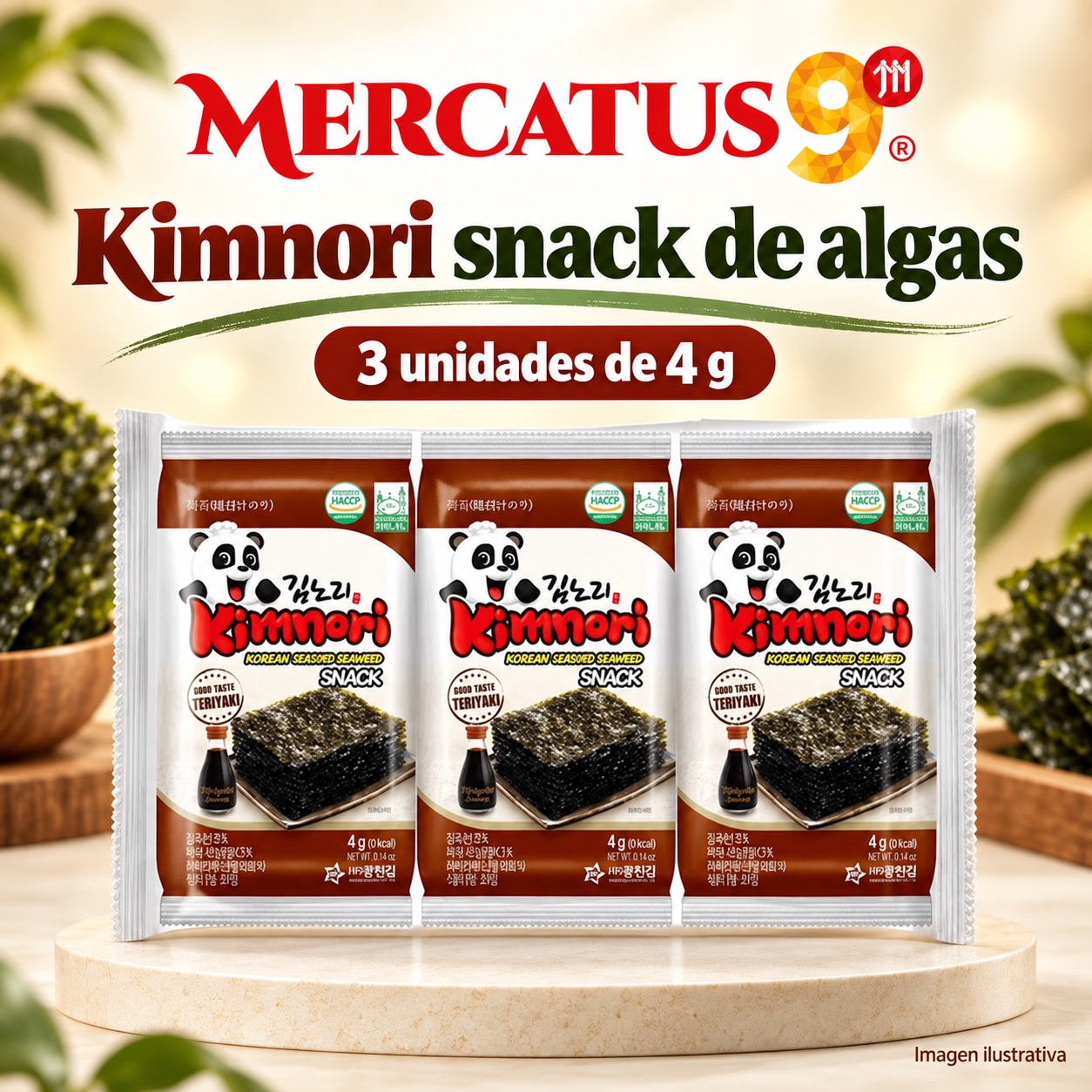 Kimnori snack de algas, presentación de 3 × 4 g, Mercatus9