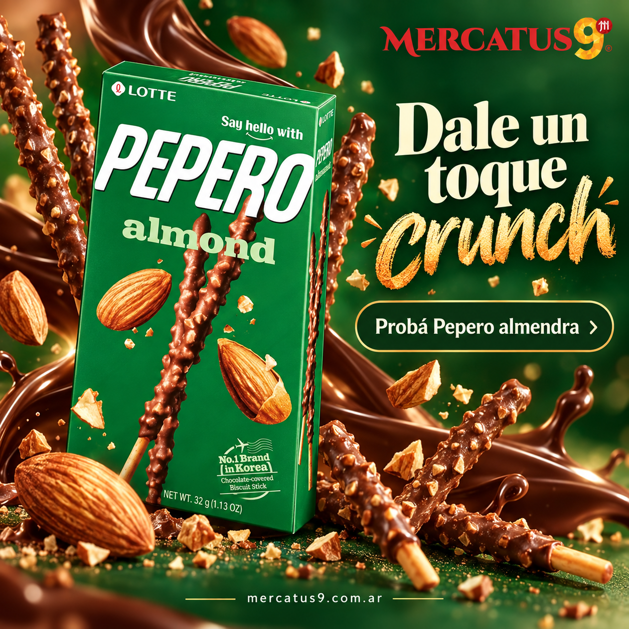 Pepero sabor almendra 32g — Mercatus9, vista 1