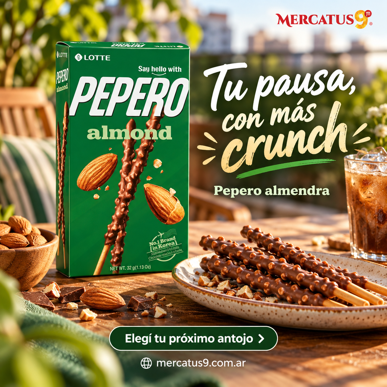Pepero sabor almendra 32g — Mercatus9, vista 2