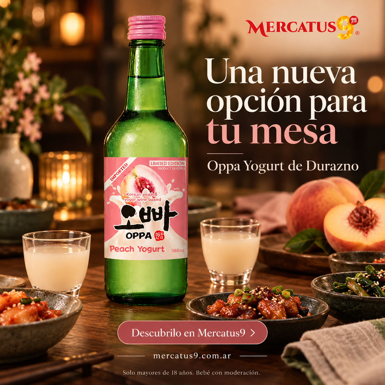 Bebida alcohólica soju sabor a yogurt de durazno 360ml — Mercatus9, vista 2