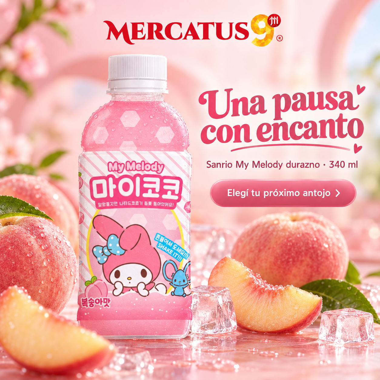 Sanrio My Melody durazno · 340 ml — escena 1