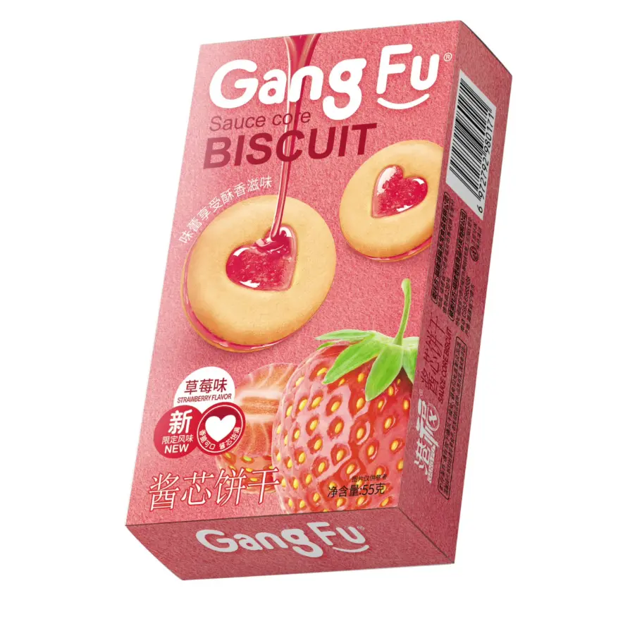 港福 曲奇酱芯饼干草莓味 55G